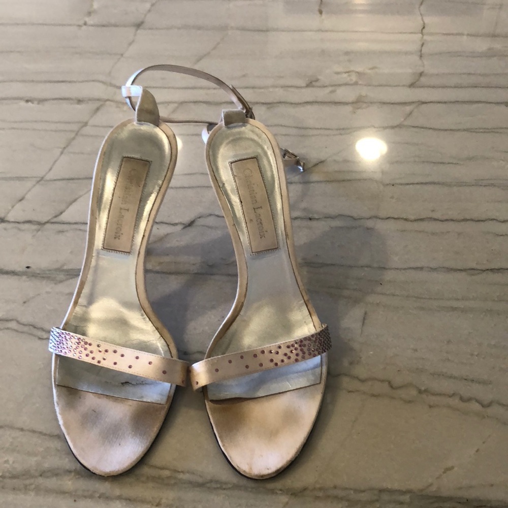 Christian Lacroix pink satin heels